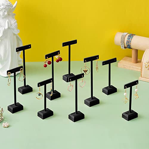 Marsui Earring Display Stands for Selling Set Wooden T Bar Jewelry Display Stand Holder for Necklaces Bracelet Showroom Trade - color: Black