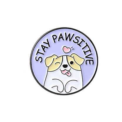 2pc Stay Pawsitive Always Be Pawsitive Enamel Lapel Pin Set Cute Cat Dog brooch metal badge Cartoon Animal Jewelry Accessory