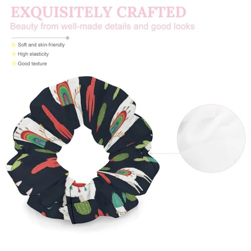 Coil Hair Ties for Thin Hair Llama Alpaca Cactus, Light-Grip Spiral Scrunchies, No-Slip Ponytail Holders That Add Volume and Fullness - color: Style (855)