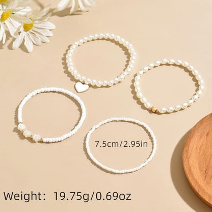 Bracelets for Women Trendy Pearl Anklets Bracelet Summer Beach Accessorie Boho Vacation Jewelry Waterproof - color: White-Anklets