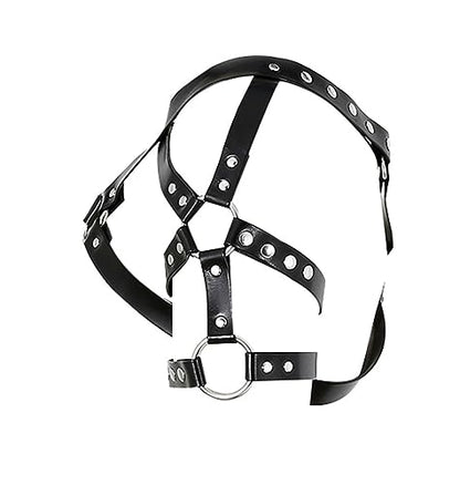 Mens Black Leather Armors Suspenders Shoulder Strap Body Chest Harness Chain Belt Adjustable Gay Punk Clubwear Costume - color: Black2