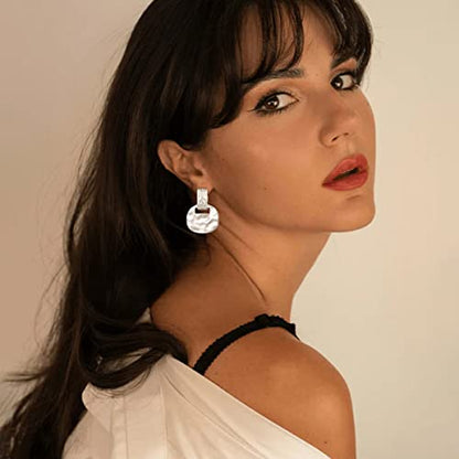 MUYAN Gold Clip On Drop Earrings for Women Non Piercing Dangle Earrings Fashion Jewelry - color: C Clip Silver