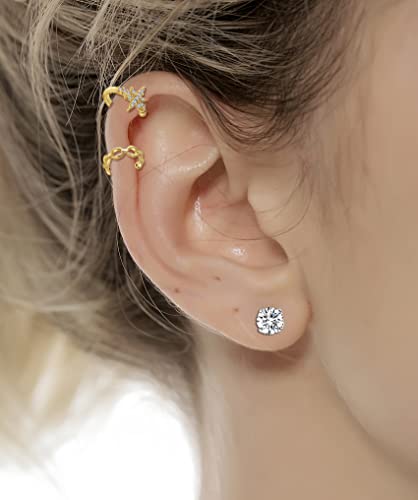 4-10 Pairs Stainless Steel Ear Cuff Helix Cartilage Clip On Wrap Earrings Fake Nose Ring Non-Piercing Adjustable - color: A6:10Pairs, Gold Tone