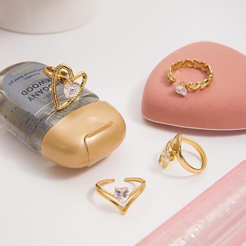 Gold-Plated Butterfly Ring with Dangling Chains and Cubic Zirconia, Adjustable Statement Ring,Cocktail Party Minimalist Ring for Women - style: Style D