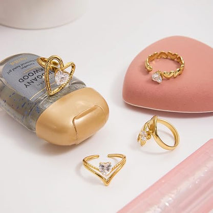 Gold-Plated Butterfly Ring with Dangling Chains and Cubic Zirconia, Adjustable Statement Ring,Cocktail Party Minimalist Ring for Women - style: Style D