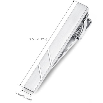 HONEY BEAR 1.97" 2.12" 2.36" Standard Tie Clip for Men Business Wedding | Classic Minimalist, Steel-Plated Copper Base, Gift-Boxed, Thickened, Rounded Corners, Easy to Slide On, No Snag or Wrinkle - style: Brushed Silver 5cm