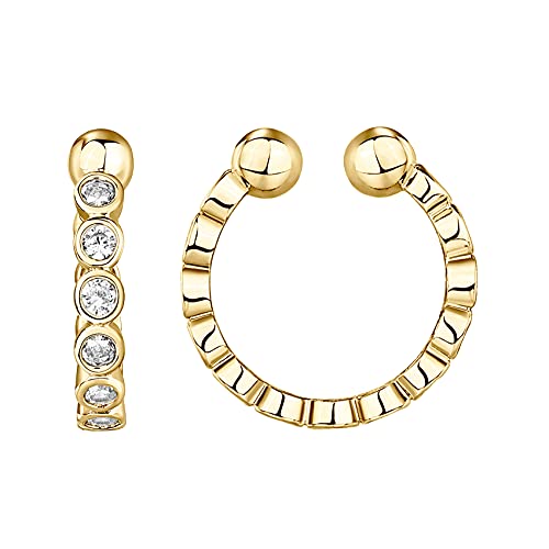 PAVOI 14K Gold Plated CZ Ear Cuff Earrings for Women, Clip On Cartilage | Hypoallergenic Huggie Ear Cuffs with Cubic Zirconia - style: Bezel