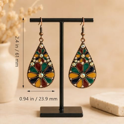 Colorful Green Teardrop Earrings for Women - Bohemian Style Enamel Dangle Earrings Lightweight Fashion Jewelry for Daily/Wedding/Party - color: Blue