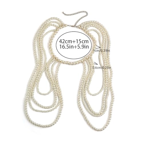 Summer Bikini Mulit-layered Bead Shoulder Body Chain Jewelry Festival Rave Pearl Neck Chain Sexy Bridal Wedding Pearl Shoulder Arm Body Chain Jewelry for Women