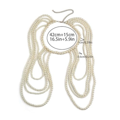 Summer Bikini Mulit-layered Bead Shoulder Body Chain Jewelry Festival Rave Pearl Neck Chain Sexy Bridal Wedding Pearl Shoulder Arm Body Chain Jewelry for Women