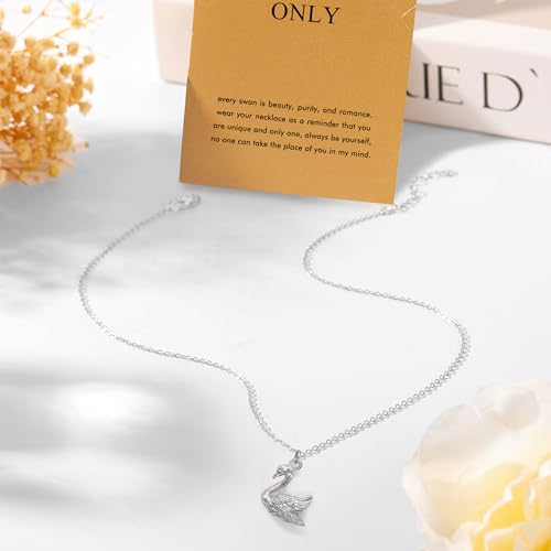 Silver Necklaces for Women Teens, Best Friend Necklace Sister Daughter Gift | Horseshoe Butterfly Swan Wave Evil Eye Necklace Graduation Chritmas Birthday Gifts for Women, Stainless Steel - style: Swan
