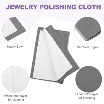 PATIKIL 3.2"x3.2" Jewelry Cleaning Cloth, 2 Pack Double-Sided Fleece Polishing Cloth for Gold, Silver and Jewelry, Black/Dark Gray - color: Black/Dark Gray, size: 3.2"x3.2"
