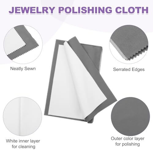 PATIKIL 7.9"x7.9" Jewelry Cleaning Cloth, 2 Pack Double-Sided Fleece Polishing Cloth for Gold, Silver and Jewelry, Black/Dark Gray - color: Black/Dark Gray, size: 7.9"x7.9"