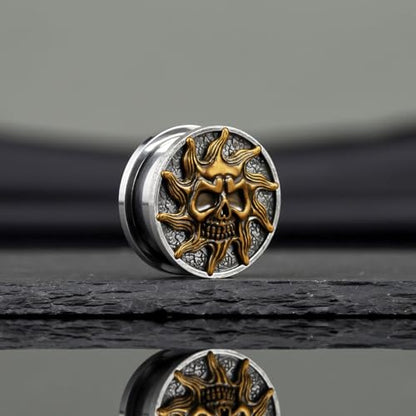 Stainless Steel Ear Gauges Flesh Plugs and Tunnels Piercing Expander, Sun and Moon Matched Stretchers. - color: S8665G, size: 19 mm