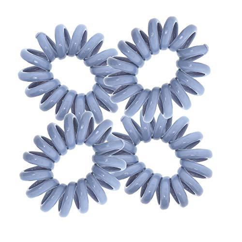 Jumbo Coil Pony Holder Hair Ties - Set of 4 Light Grey - color: Light Grey