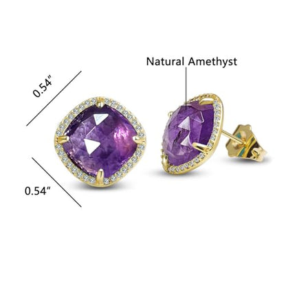 Amethyst Stud Earrings, Purple Earrings for February Birthstone Jewelry
