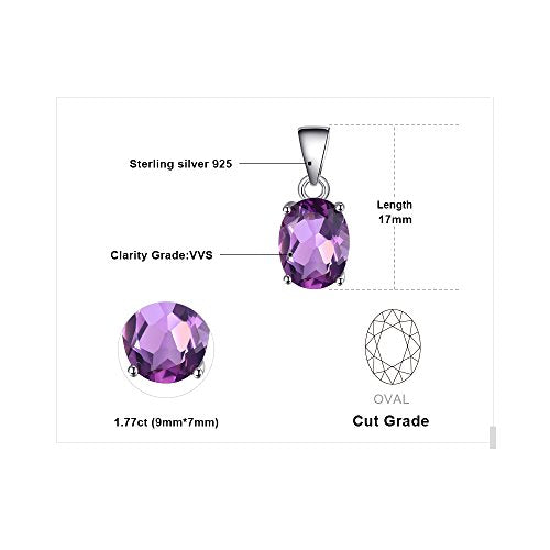 JewelryPalace Natural Gemstone Garnet Peridot Amethyst Citrine Blue Topaz Birthstone Solitaire Pendant Necklace Jewelry Set, 14k Gold Plated 925 Sterling Silver Necklaces for Women, 18 Inch Box chain - color: A-Sterling Silver-Amethyst