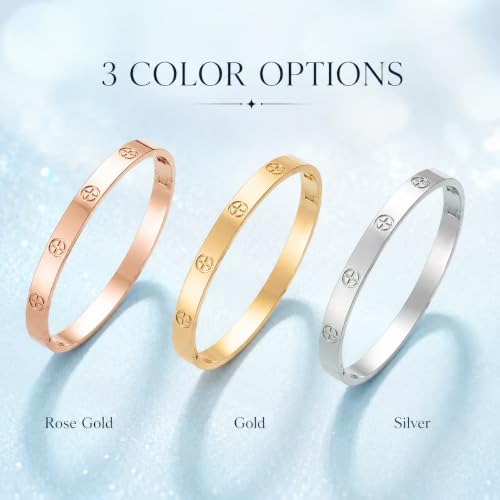 Friendship Love Bracelet for Women, 18K Gold Plated Titanium Steel Cuff - color: Gold, size: Cross 7''