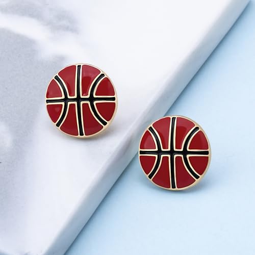 Gold Stud Earring Gifts For Teens Women Hypoallergenic Golf Baseball Football Basketball Soccer Volleyball Sport Earrings For Women - color: Basketball earring