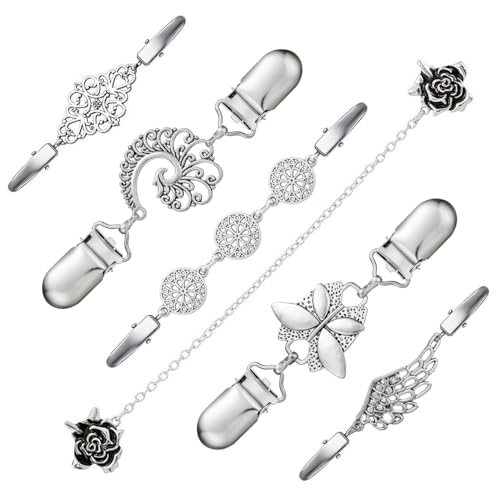 Vintage Sweater Clips Shawl Dresses Shirt Clips Retro Cardigan Collar Chain Clips Brooch Pins for Women - style: Style 15