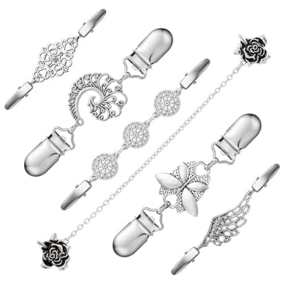 Vintage Sweater Clips Shawl Dresses Shirt Clips Retro Cardigan Collar Chain Clips Brooch Pins for Women - style: Style 15