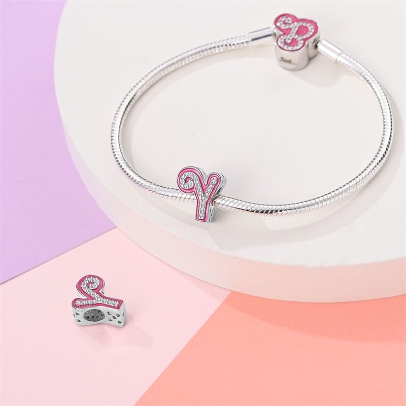 925 Sterling Silver Letter Charms Fits Pandora Bracelets Alphabet AZ Bead Charm for Bracelets Necklace with 5A Cubic Zirconia for Women Birthday Ceremony DIY Jewelry Gift - style: Y