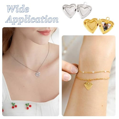 Elecrelive Locket Pendants Photo Frame Charms Memory Photo Charms Heart Locket Photo Frame Pendants - color: Gold and Silver, Flower
