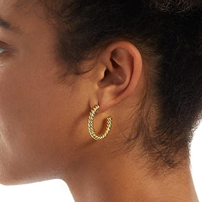 Amazon Essentials Sterling Silver Twisted Rope Hoop - color: Yellow Gold, size: 30 mm