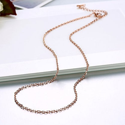 Cutesmile Fashion Jewelry 18k Gold/Rose Gold/White Gold 1.5mm Rolo Adjustable Chain Crafted Necklace (Rose Gold) - color: Rose Gold