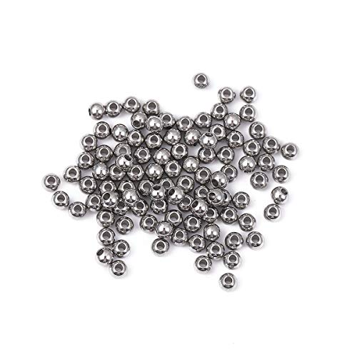 Stainless Steel Spacer Beads 3x2.5mm Round Loose Charm Caps Beads for DIY Jewelry Making 100pcs with 1mm Hole - color: 3x2.5mm 1mm