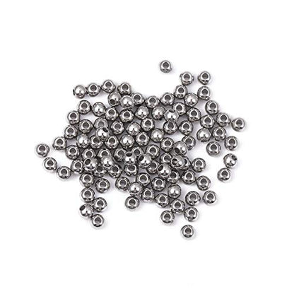 Stainless Steel Spacer Beads 3x2.5mm Round Loose Charm Caps Beads for DIY Jewelry Making 100pcs with 1mm Hole - color: 3x2.5mm 1mm