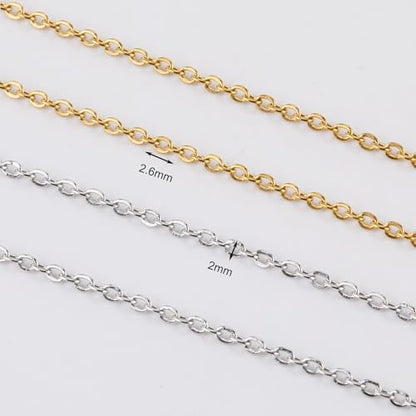 SMYHTGLIF Total 65.6 Feet Gold & Silver Jewelry Making Chains 2 Rolls Chain | Stainless Steel Chain for Jewelry Making Thin Oval Cable Chain Craft Chain Bulk Permanent Jewelry Findings - size: 2.6×2mm