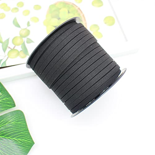 Faux Suede Leather Cord String for Jewerly Making 5mm 40 Yards Black Bracelet Cord Flat Thin Leather Lace Thread for Necklace-Chocker & DIY Projects - size: 40 Yards Black