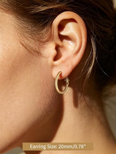 FindChic Thin Hoop Earrings for Women,Silver/Black/Gold Plated 20-100mm - color: Gold, size: 20mm