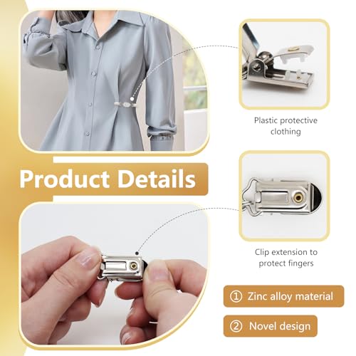 Frutain 2Pcs Cinch Clip Waist Cincher Clips for Women Dress Back Cinch & Shawl Cardigan Sweater Shirt Fasteners(GS) - style: Gs-2 Row Rhinestone-c