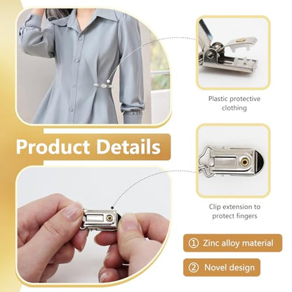 Frutain 2Pcs Cinch Clip Waist Cincher Clips for Women Dress Back Cinch & Shawl Cardigan Sweater Shirt Fasteners(GS) - style: Gs-2 Row Rhinestone-c