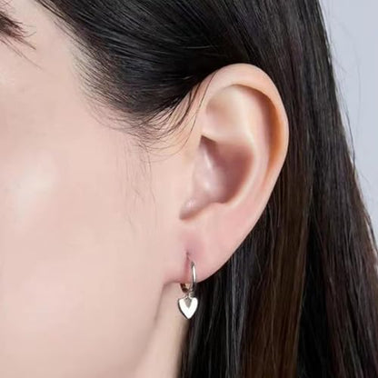 Valentines Day Earrings for Women Heart Earrings for women Gold Silver Heart Huggie Hoop Dangle Drop Earrings Small Simple Hypoallergenic Jewelry - color: A:Silver Heart Earrings