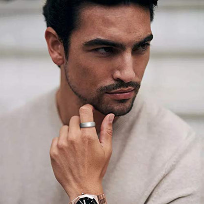 VNOX Customize Personalized Name Date Stainless Steel Simple Polished Finish Wedding Band Engagement Rings for Men Women,Size 6 - color: 6MM-Silver-Customize