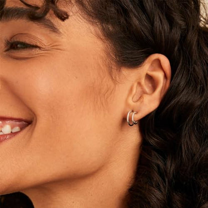 5-10 Pairs Small Gold Silver Hoop Earrings for Women, Stainless Steel Earrings Set Mens Lightweight Thin Hypoallergenic Small Hoops Set - style: 5pcs-Silver 8-16mm