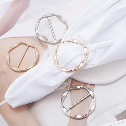 14 pieces Silk Scarf Ring Clip T-shirt Tie Clips for Women Fashion Metal Round Circle Clip Buckle Clothing Wrap Holder Knotted Rings for Hat Scarves Belt Decor Clothes Accessories