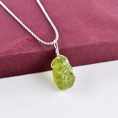 Natural Gemstones Pendant Necklace, Rough Stones, Silver Plated, Chakra Healing Crystals, Handmade, Wedding, Birthday, Minimalist, Jewelry for Women