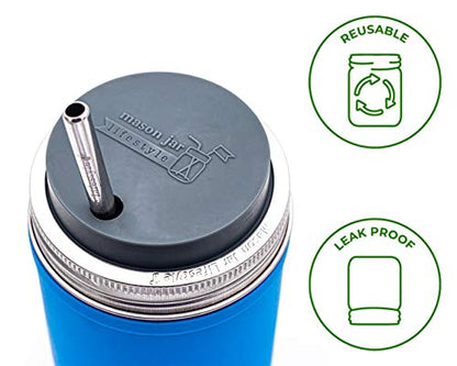 Mason Jar Lifestyle Stainless Steel Rust Proof Bands/Rings with Stamped Logo (5 Pack, Wide Mouth) - size: Wide Mouth