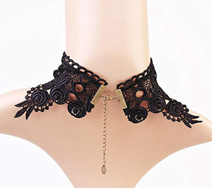iWenSheng Halloween Costumes Jewelry for Women - Steampunk Black Lace Choker Necklace Gothic Jewelry Accessories, Vampire Choker Necklace Costume for Teen Girls - color: 1#