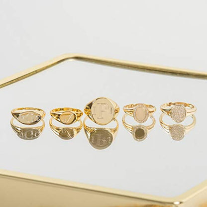 Zoe Lev Jewelry, Sterling silver, Gold Plated Pinky Signet Ring