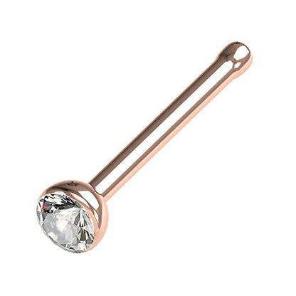 316L Surgical Steel Nose Studs with Crystals - Gold, Black, Rose Gold, and Steel Nose Ring Options - 22GA, 20GA, 18GA - Clear Cubic Zirconia - 1/4" Length - style: 20G COMBO Pack *RoseGold & Steel*
