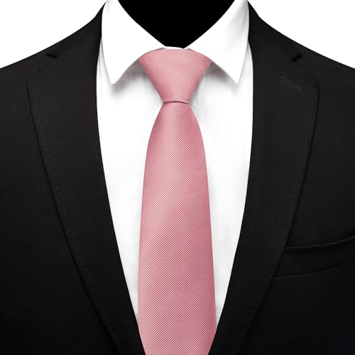 GUSLESON 3.15"（8cm） Mens Pre-tied Adjustable Zipper Tie Solid Necktie for Business and Wedding - color: Dusty Rose