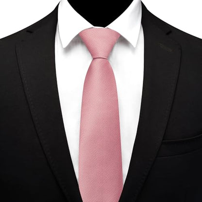 GUSLESON 3.15"（8cm） Mens Pre-tied Adjustable Zipper Tie Solid Necktie for Business and Wedding - color: Dusty Rose