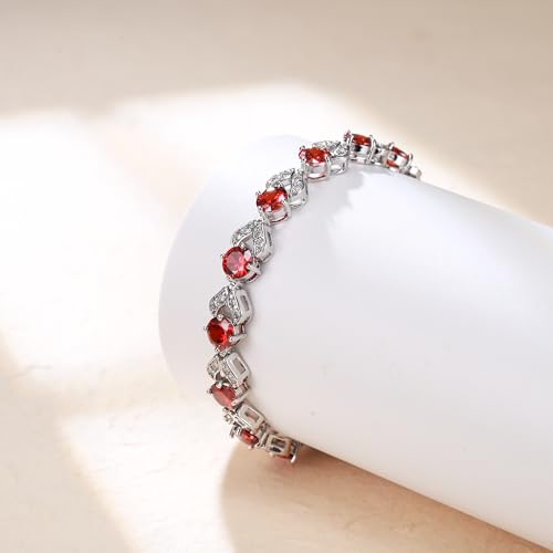 Crysdue Marquise Teardrop Cubic Zirconia Wedding Bridal & Prom Tennis Bracelets for Brides Bridesmaids, Silver/Gold/Rose Gold Plated Bracelet Gifts for Women - style: O_Red 7.1-8.2 Inch