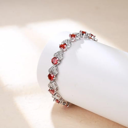 Crysdue Marquise Teardrop Cubic Zirconia Wedding Bridal & Prom Tennis Bracelets for Brides Bridesmaids, Silver/Gold/Rose Gold Plated Bracelet Gifts for Women - style: O_Red 7.1-8.2 Inch