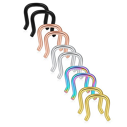 SCERRING 316L Surgical Steel U-Shaped Nose Ring Septum Piercing Hanger Retainer 16g,14g,12g - style: 10PCS - 16G Style 1#